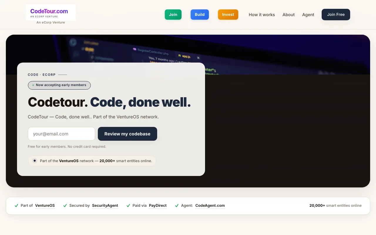 CodeTour interface — screenshot of CodeTour dashboard