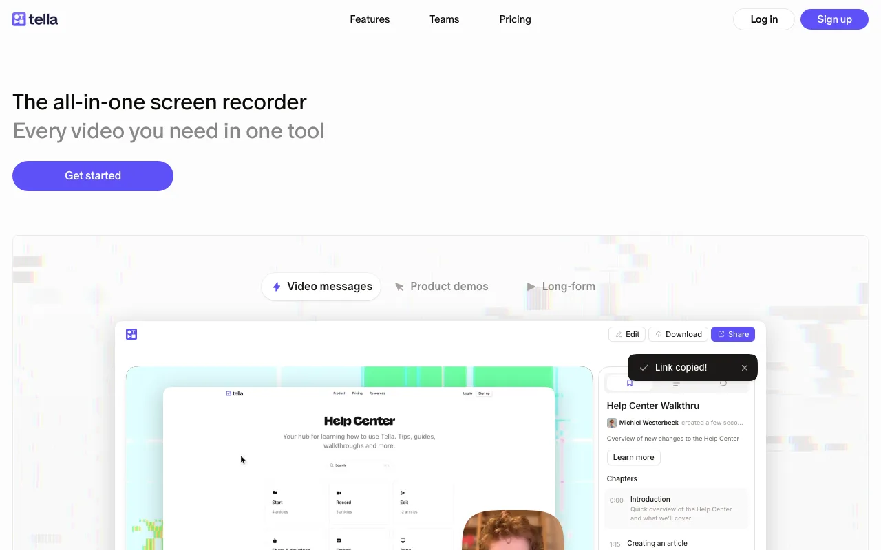 Tella interface — screenshot of Tella dashboard