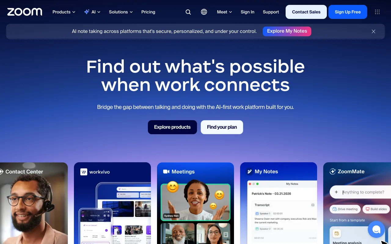 Zoom interface — screenshot of Zoom dashboard
