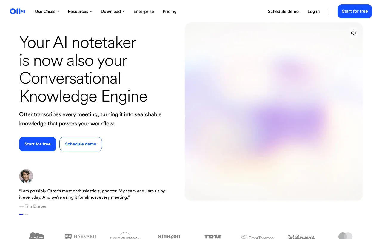 Otter.ai interface — screenshot of Otter.ai dashboard