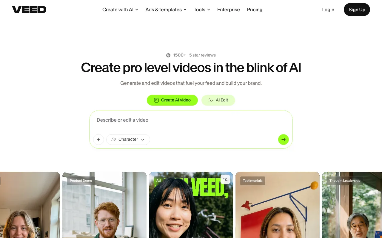 Veed interface — screenshot of Veed dashboard