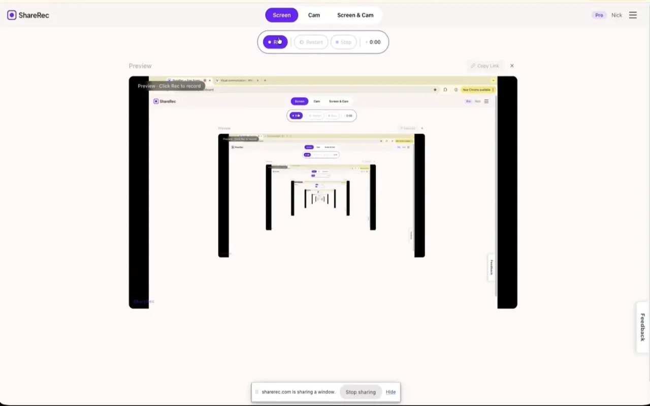 ShareRec interface — screenshot of ShareRec dashboard